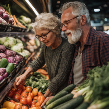 Persoană în vârstă preparând o masă sănătoasă